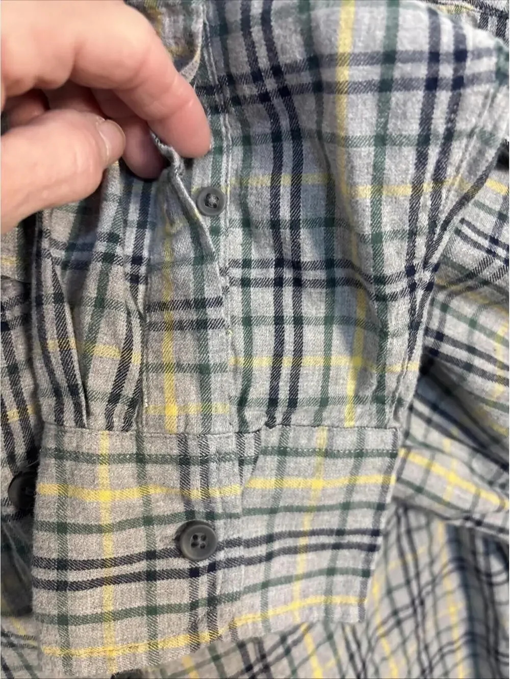 J. Crew Brushed‎ Twill Classic Fit Plaid LS Button Up Medium Yellow Gray Green
